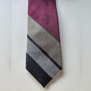 Vintage Oscar de la Renta Silk Tie 80s/90s Color Block Burgundy Gray Black